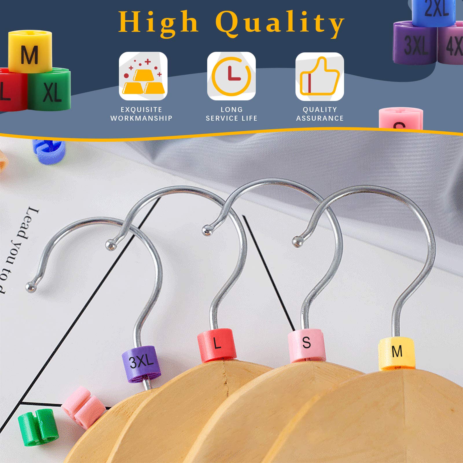 Hilitchi 540-Pcs [Xxs - 4Xl] Clothes Hanger Size Color-Coding Garment Size Markers Assortment Kit - 9 Size - With Storage Box