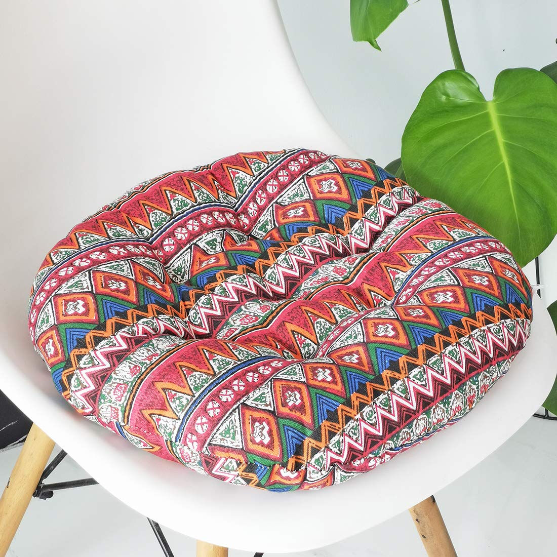 Vctops Bohemian Soft Round Chair Pad Garden Patio Home Kitchen Office Seat Cushion Red Diameter 18'