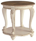 Signature Design By Ashley Realyn French Country Two Tone Round End Table, Chipped White