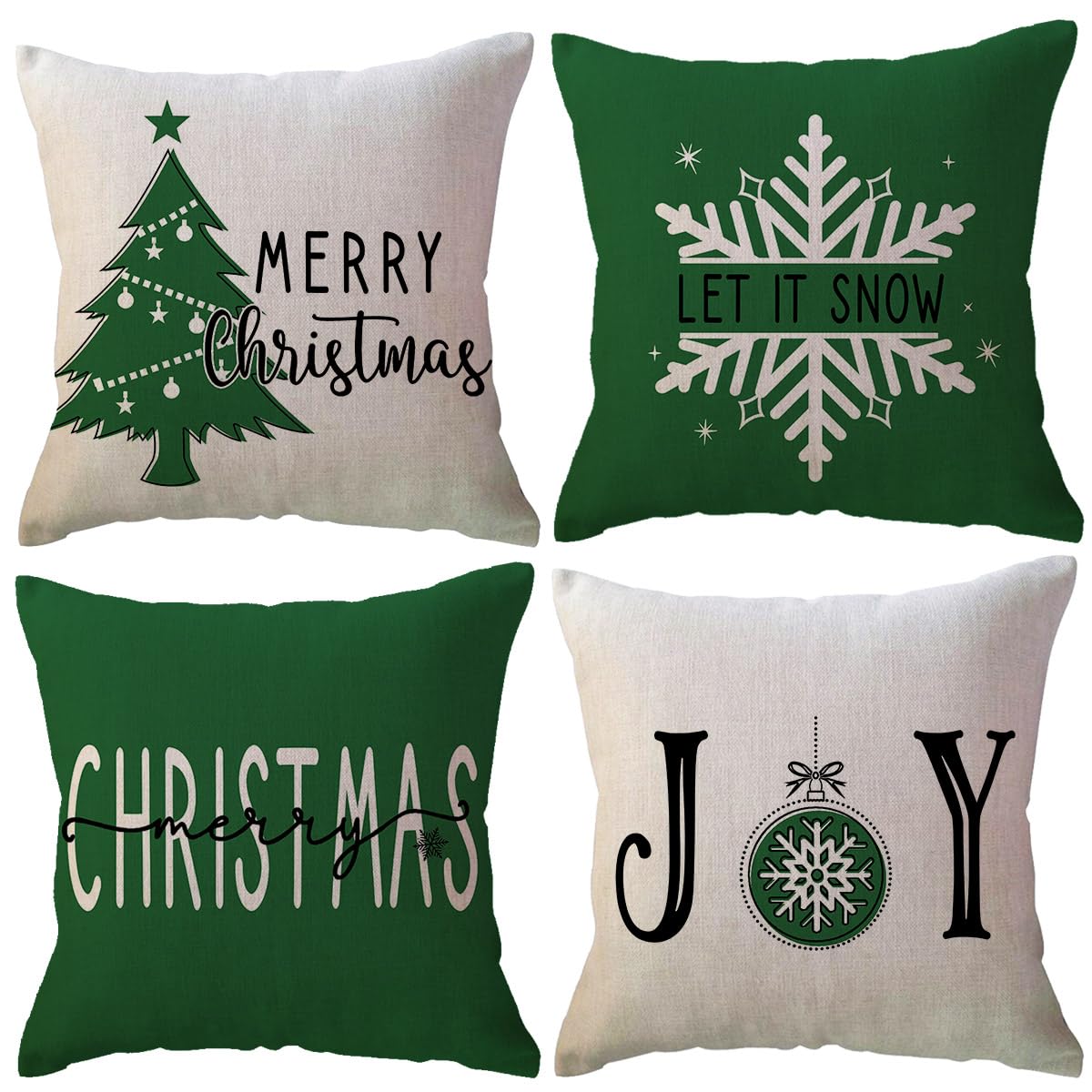 Ulove Love Yourself Green Merry Christmas Pillow Covers Christmas Tree Joy Snow Winter Holiday Throw Pillowcases Farmhouse Chris