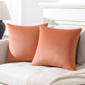 Mixhug Decorative Throw Pillow Covers, Velvet Cushion Covers, Solid Throw Pillow Cases For Couch And Bed, Pale Coral, 26 X 26 In