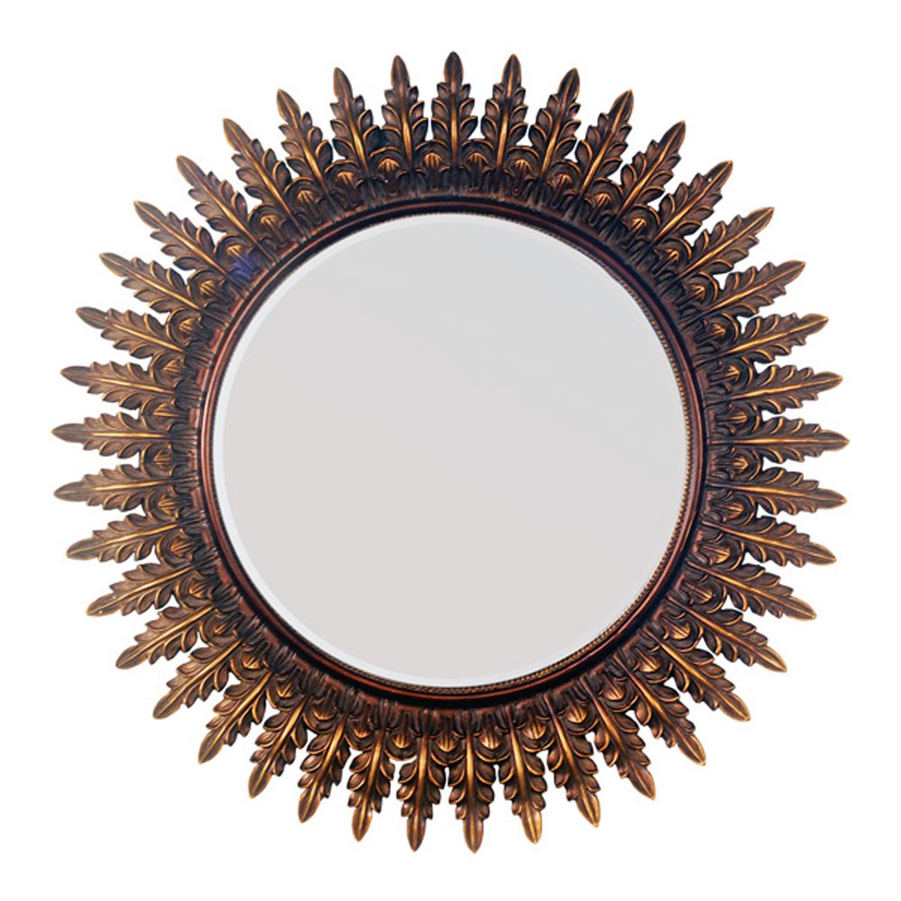 Timeless Reflections By Afd Home 10985421 Circulo Acantha Mirror, Burnished Gold/Black Finish