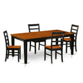 East West Furniture QUPF5-BCH-W 5 Piece Dining Table Set for 4 Includes a Rectangle Kitchen Table with Butterfly Leaf and 4 Kitchen Dining Chairs, 40x78 Inch, Black & Cherry