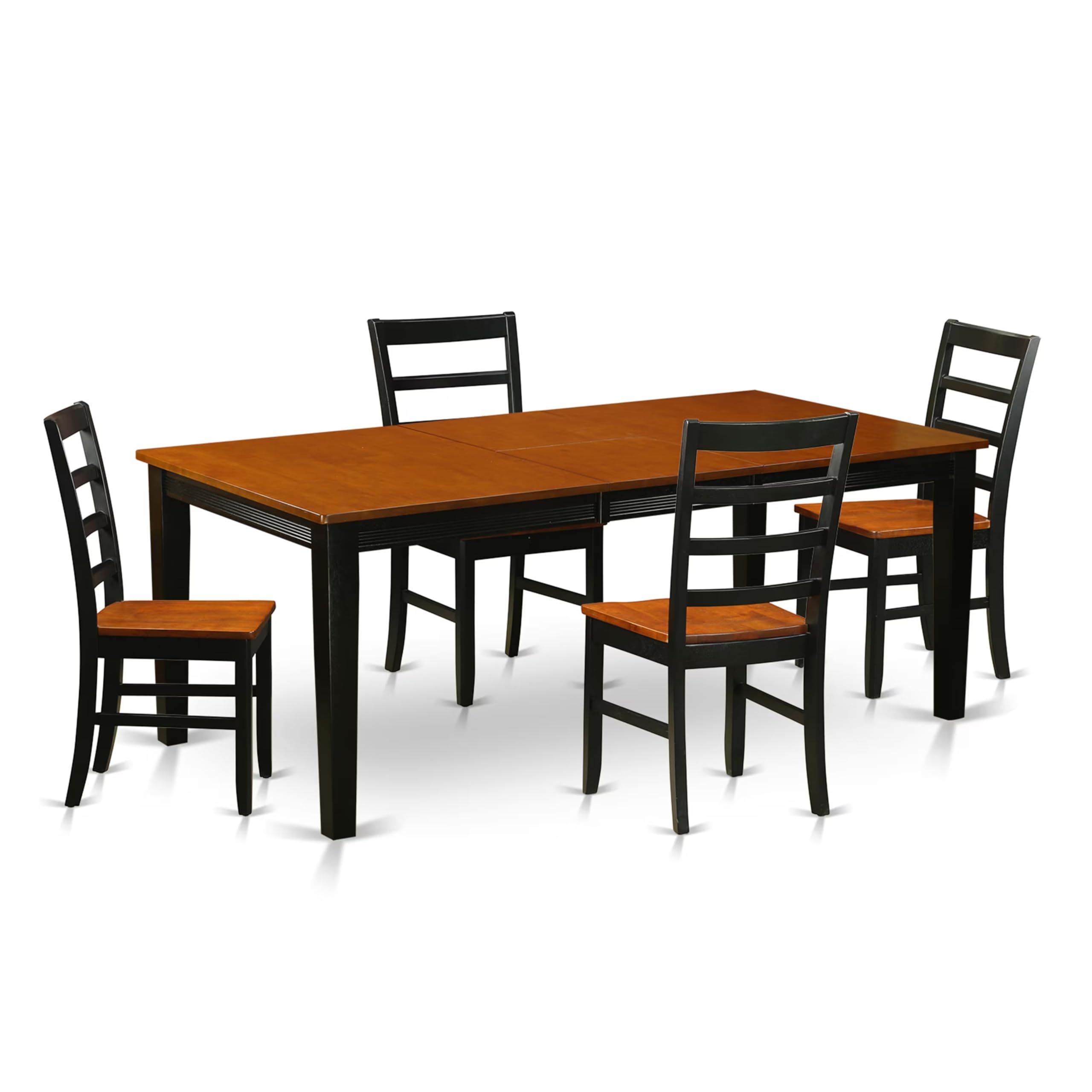 East West Furniture QUPF5-BCH-W 5 Piece Dining Table Set for 4 Includes a Rectangle Kitchen Table with Butterfly Leaf and 4 Kitchen Dining Chairs, 40x78 Inch, Black & Cherry