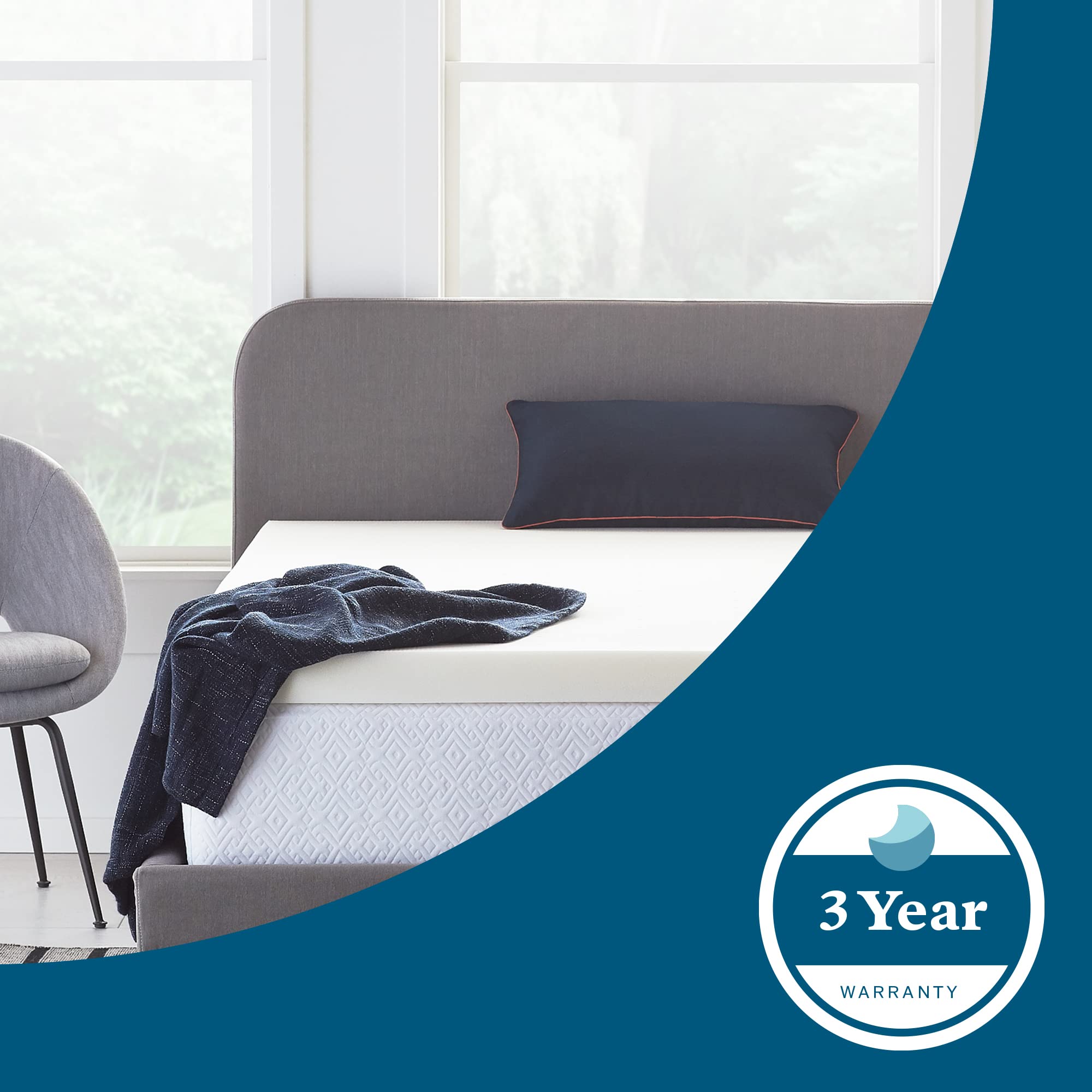Lucid 2 Inch Traditional Foam Mattress Topper - Hypoallergenic - Ventilated - Conforming Support - Twin