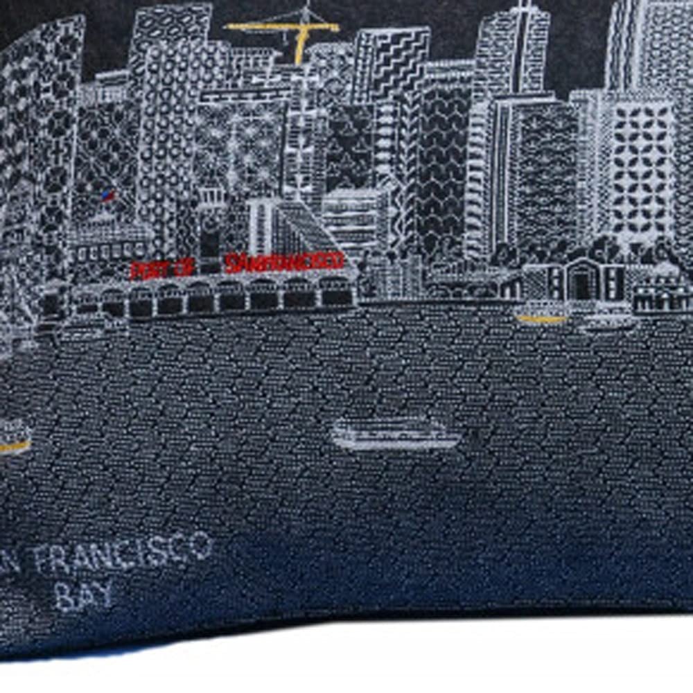 HomeRoots Grey 35' Black San Francisco Nighttime Skyline Lumbar Decorative Pillow