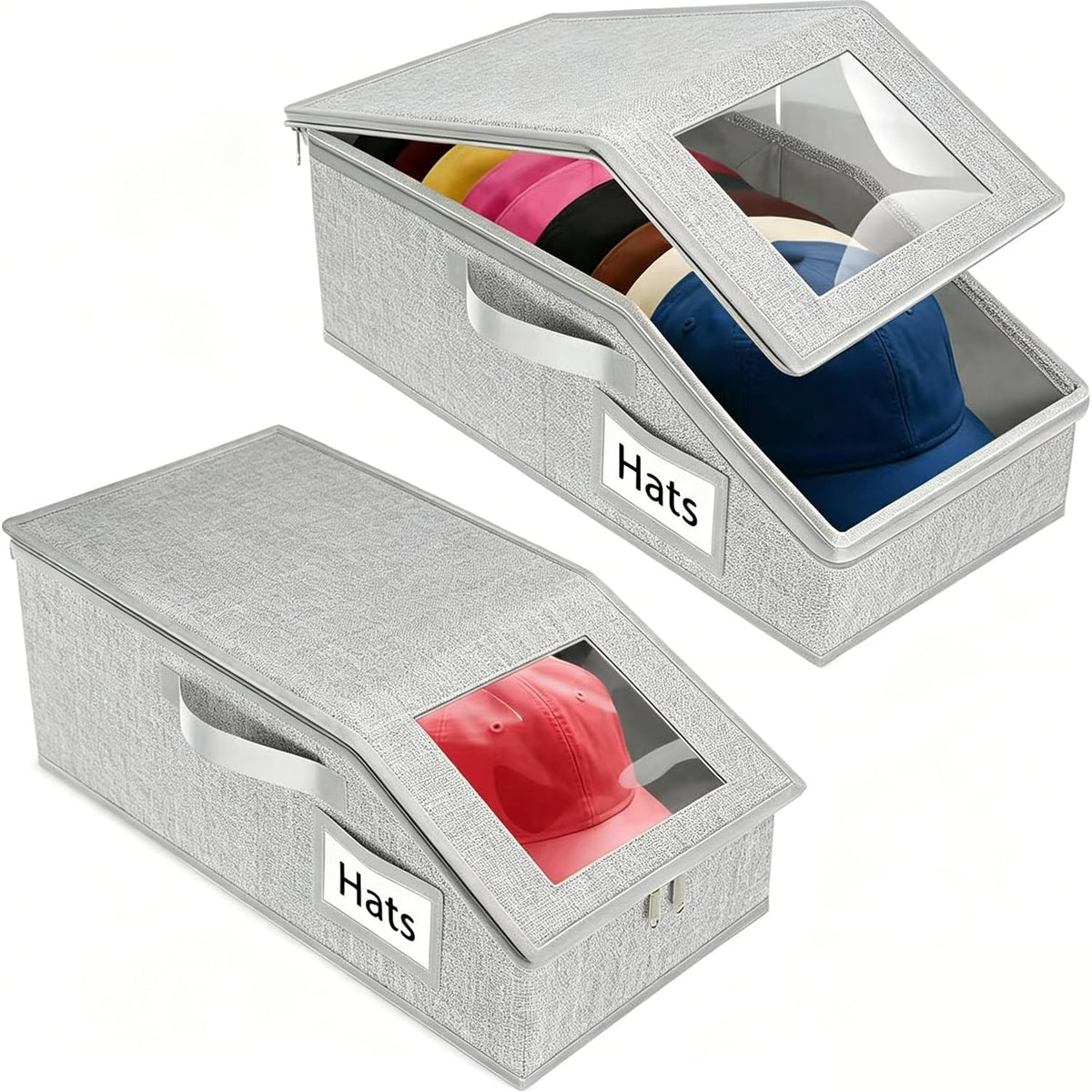 forusom 2Pcs Stackable Baseball Cap Storage Boxes