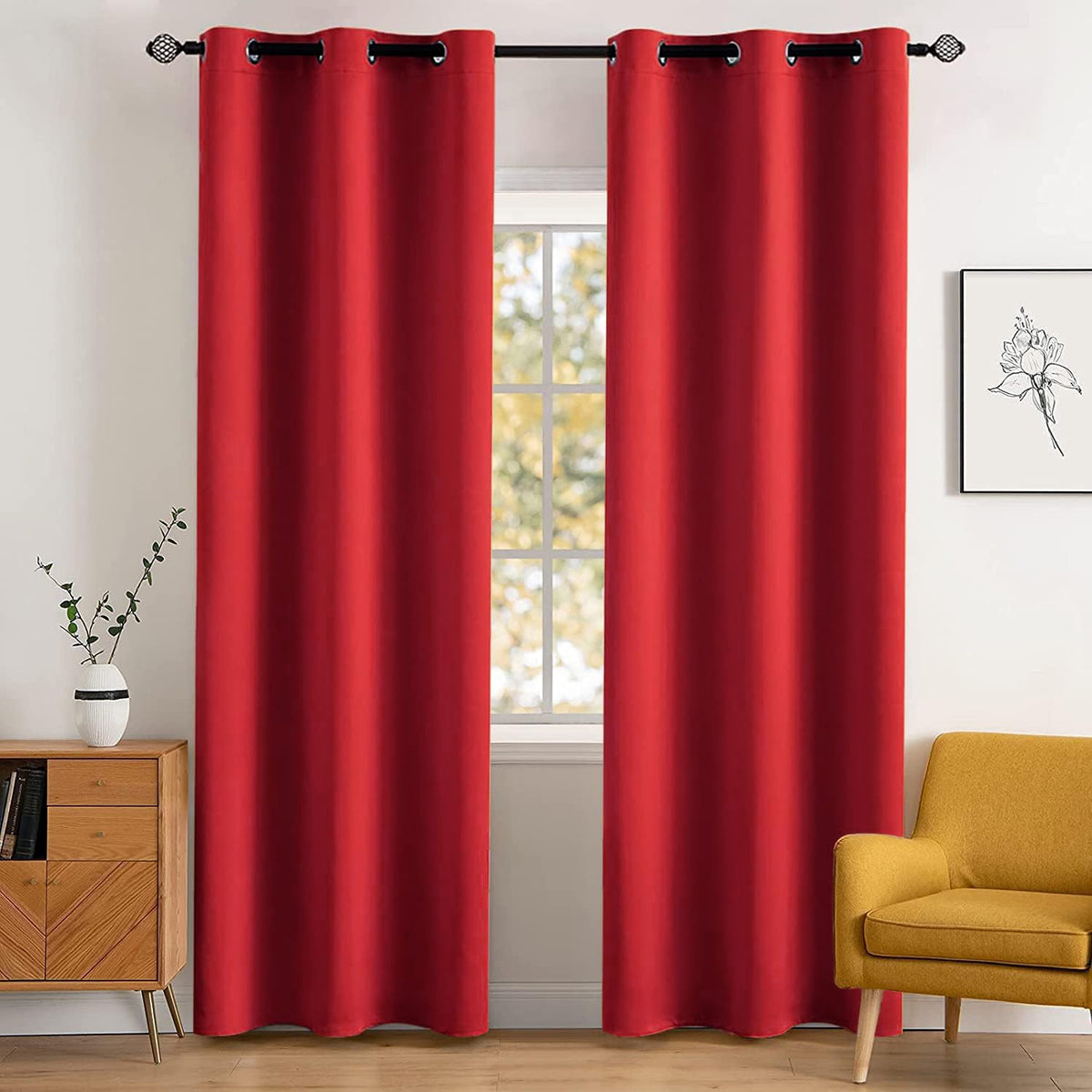 Miulee 90' Long Blackout Curtains For Christmas Room Darkening Thermal Insulated Drapes Solid Window Treatment Set Grommet Top