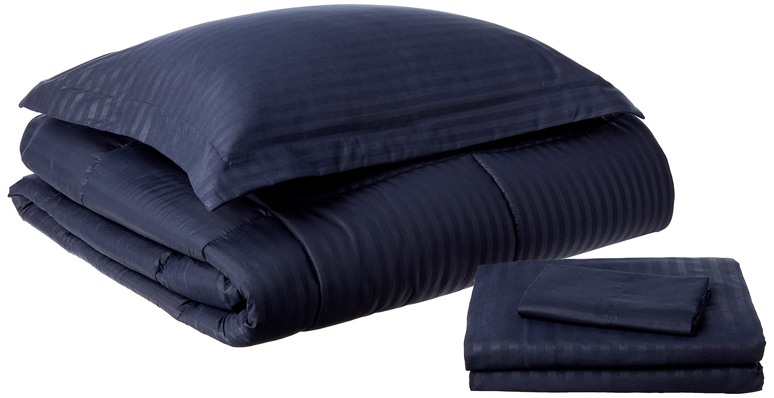 Twin Comforter Set 6 Piece Bed In A Bag With Bed Skirt, Fitted Sheet, Flat Sheet, 1 Pillowcase, And 1 Pillow Sham, Twin, Dobby Navy