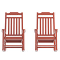 Set of 2 Red Faux Wood Rocking Chairs for Indoor or Outdoor Use
