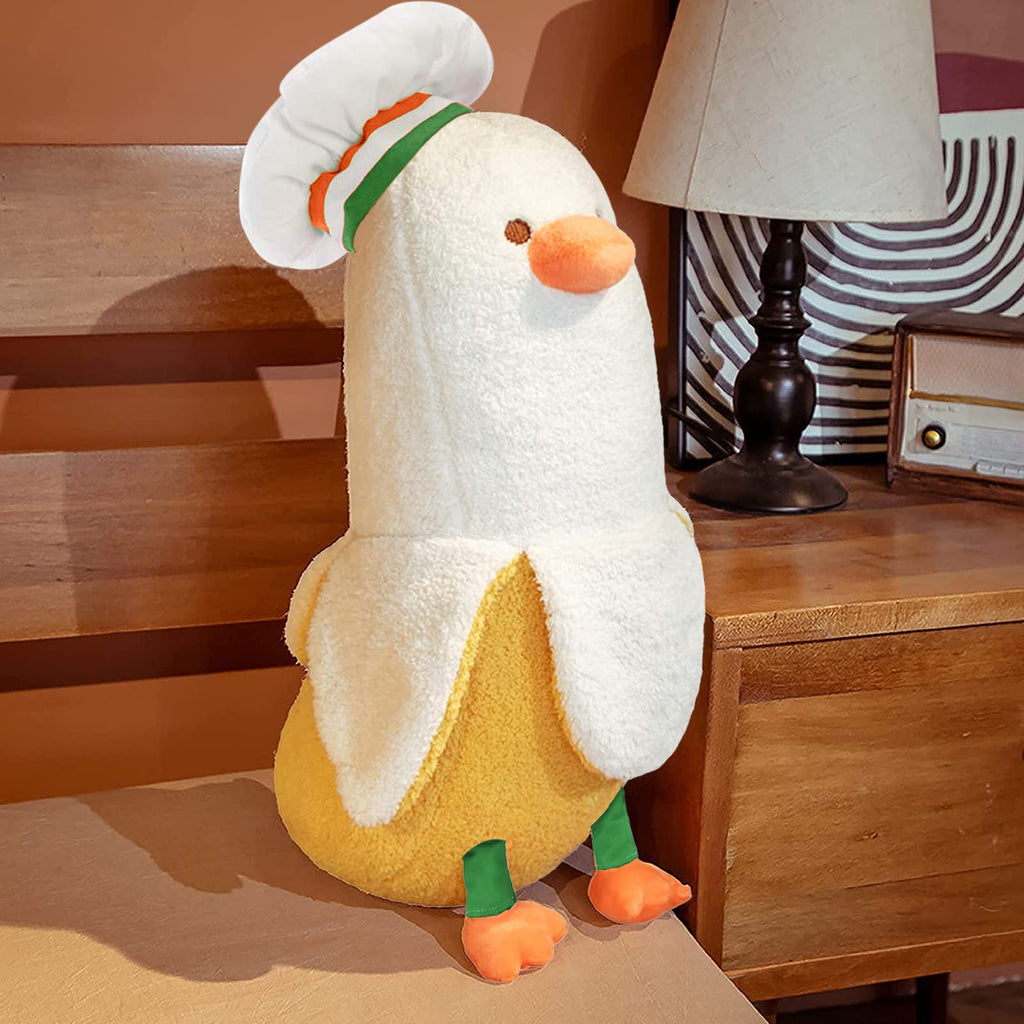 PEACH CAT Chef Banana Duck Plush Pillow 12 inch White