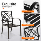 Suncrown 2 Pieces Wrought Iron Black Chairs 300 Lbs Outdoor Dining Chairs, Patio Metal Stackable Chair With Armrest For Backyard, Garden, Poolside