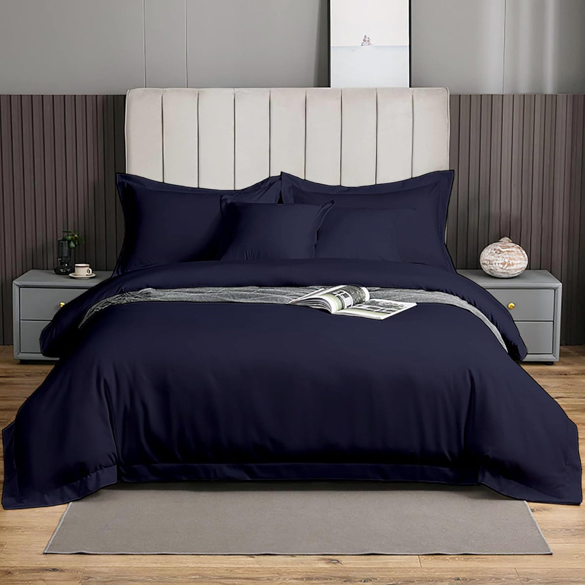 Ebeddy Linens Premium Duvet Cover Set 800-Tc California King 104X98 Inch Pure Egyptian Cotton Soft 3 Pieces (1 Duvet Cover & 2 P