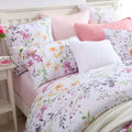 Brandream Garden Style Floral Queen Size, Pink Gray Green Branches Flower Leaf Print Bedding Set Reversible Purple Bedding Colle