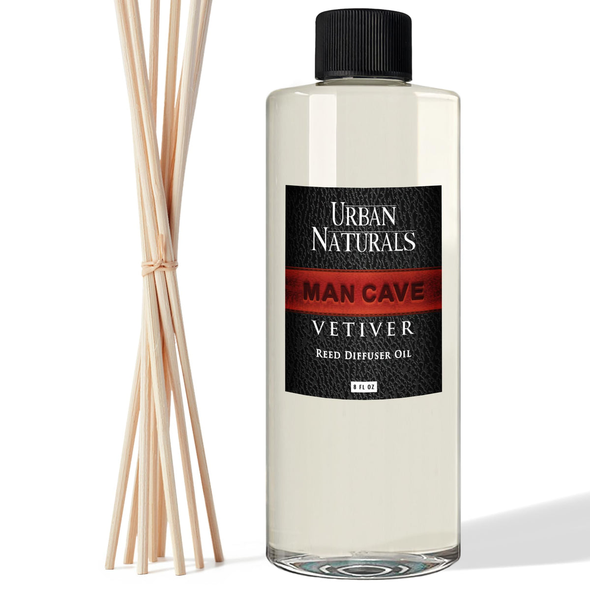 Urban Naturals Vetiver Man CAVE Scented Reed Diffuser Refill Set | Large 8 Ounce Size | includes a Free Set of Reed Sticks! A Fa