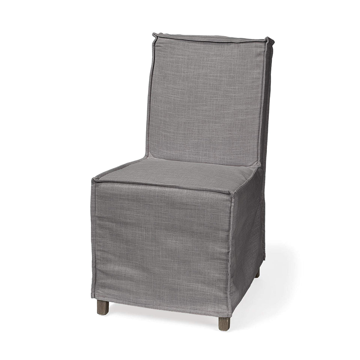 HomeRoots Grey Fabric Slip Cover with Brown Wooden Base Dining Chair