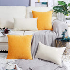 Brawarm Chenille Throw Pillow Covers 12X20 Inches - Cream Chenille Lumbar Pillow Covers Pack Of 2, Solid Dyed Soft Chenille Pill