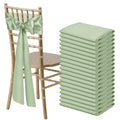 Bouiexye 50 Pcs Sage Green Satin Chair Sashes Bows Universal Chair Ribbon Ties Back Sash For Wedding Party Reception Events Banq