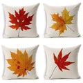 LEIOH Fall Decor Cotton Linen Leaves,Maple Leaf Autumn Decorations Cushion Covers 18 x 18 Inch Sofa Home Decor Throw Pillow Case