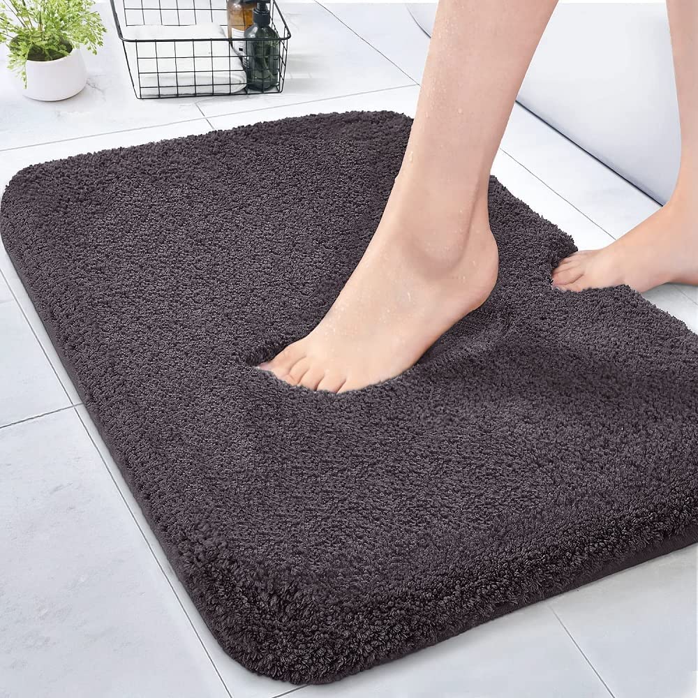 Bath Mat for Bathroom Non Skid TPR Backing (Grey, 16X24) Pack of 1 Model M1844