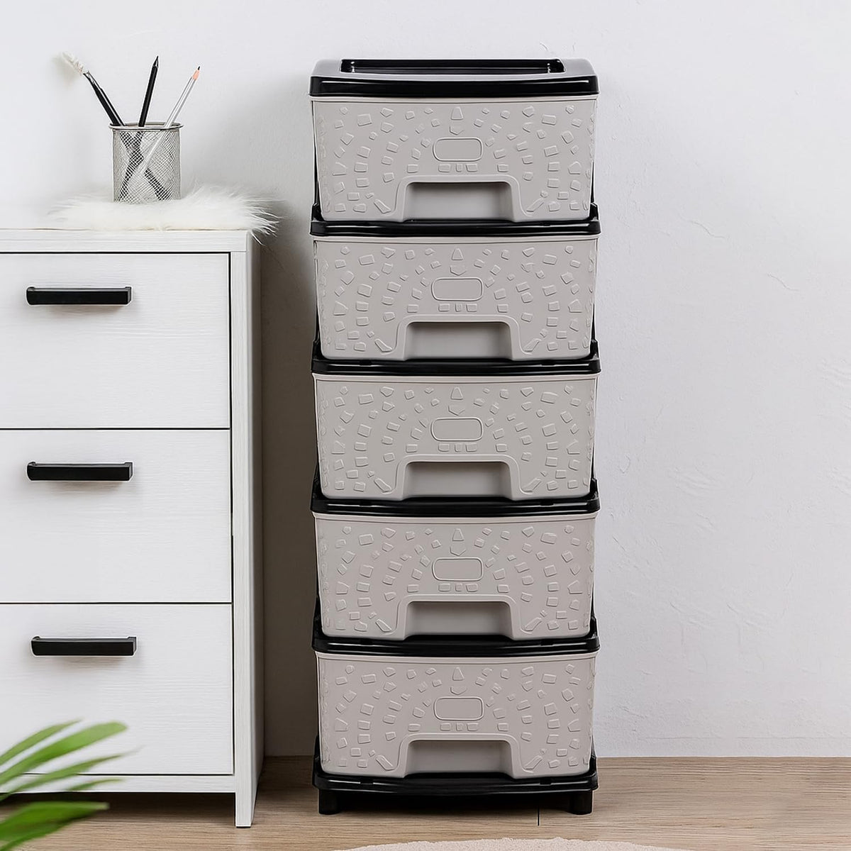 5 Layer Plastic Drawer Storage Organizer, Multipurpose Modular Cabinet For Home, Bedroom, Kitchen, Office & Living Room, Ideal S