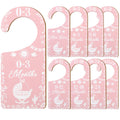 CORNER LACE Pink Baby Closet Size Dividers 8Pcs, Cielito Lindo Double-Sided Wooden Hanger Organizer from Newborn to 24 Months To