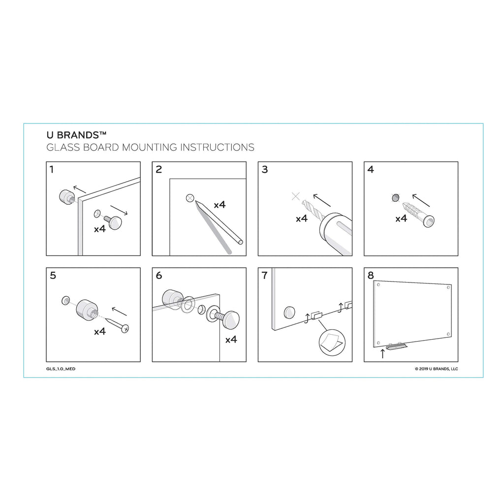 U Brands Glass Dry Erase Board, 70 X 47 Inches, White Frosted Non-Magnetic Surface, Frameless