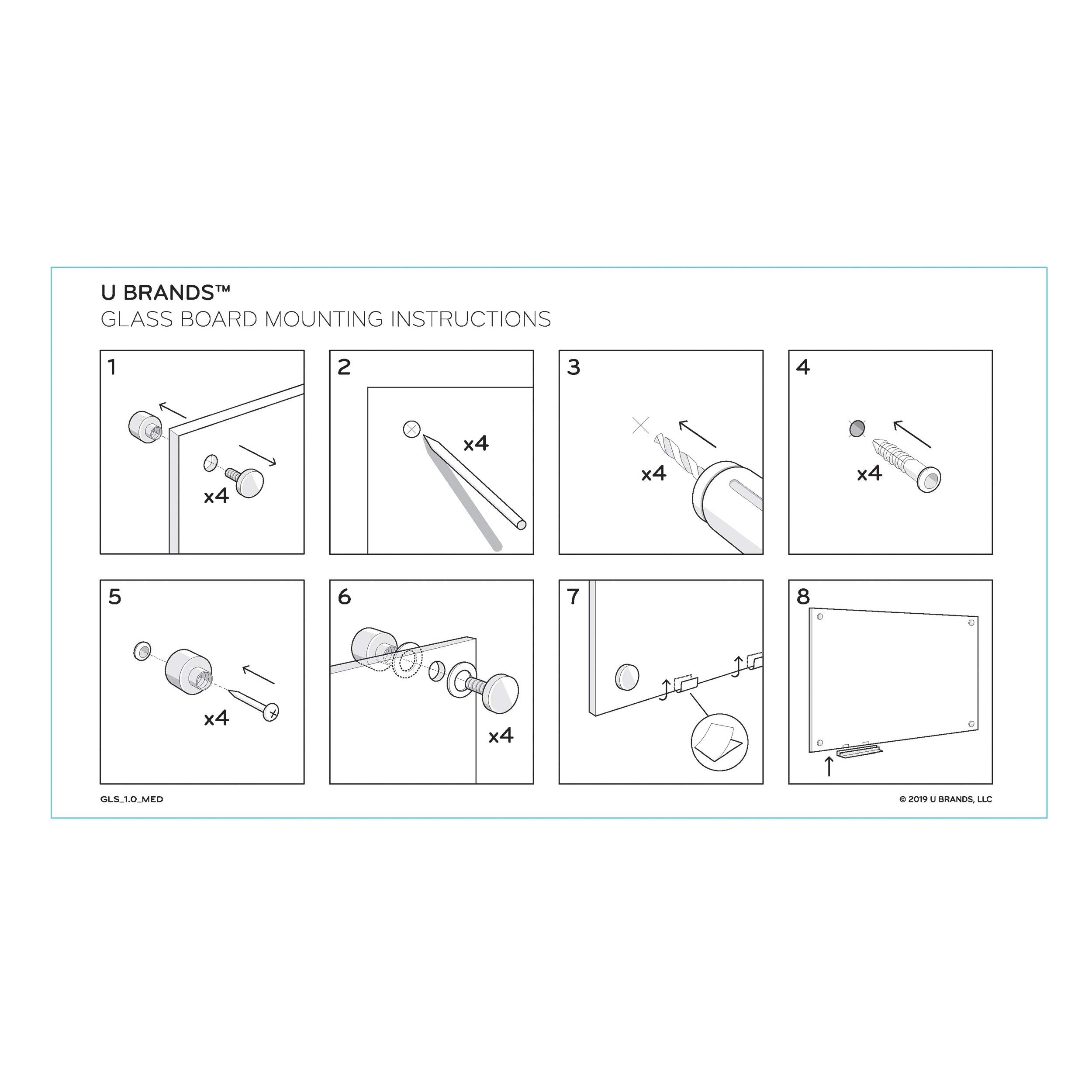 U Brands Glass Dry Erase Board, 70 X 47 Inches, White Frosted Non-Magnetic Surface, Frameless
