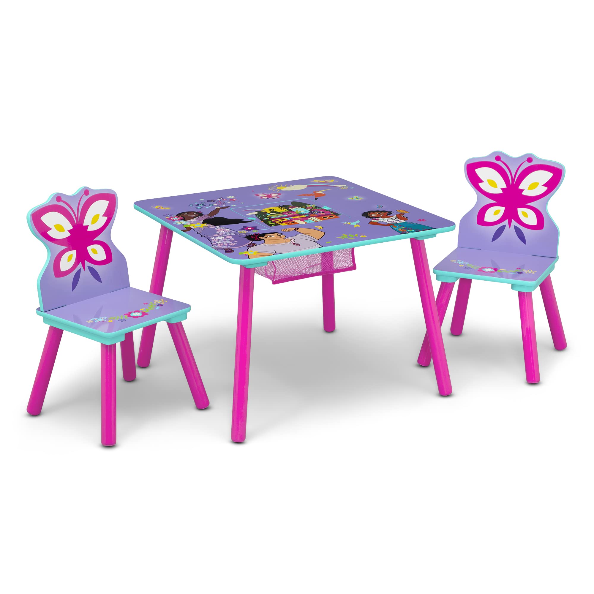 Disney Encanto Kids Table and Chair Set with Storage (2 Chairs Included) by Delta Children Ideal for Arts & Crafts, Snack Time, 