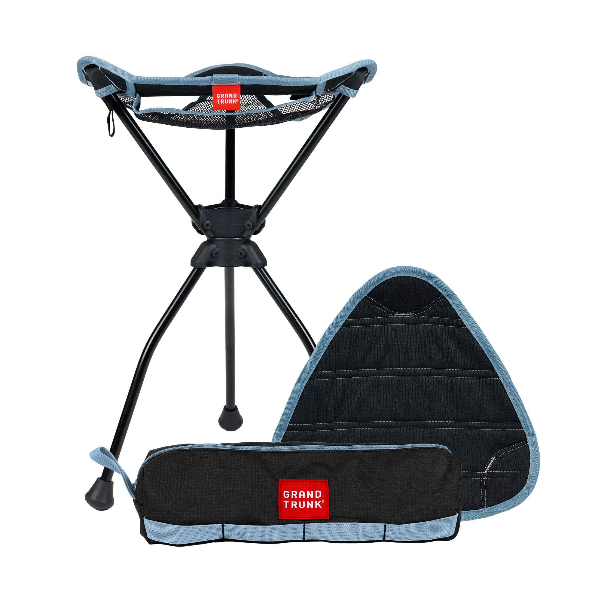 GRAND TRUNK Compass 360 XT Extra Tall Swivel Stool - Compact 260lb Capacity Portable Outdoor Seat for Camping & Travel (Sea Blac
