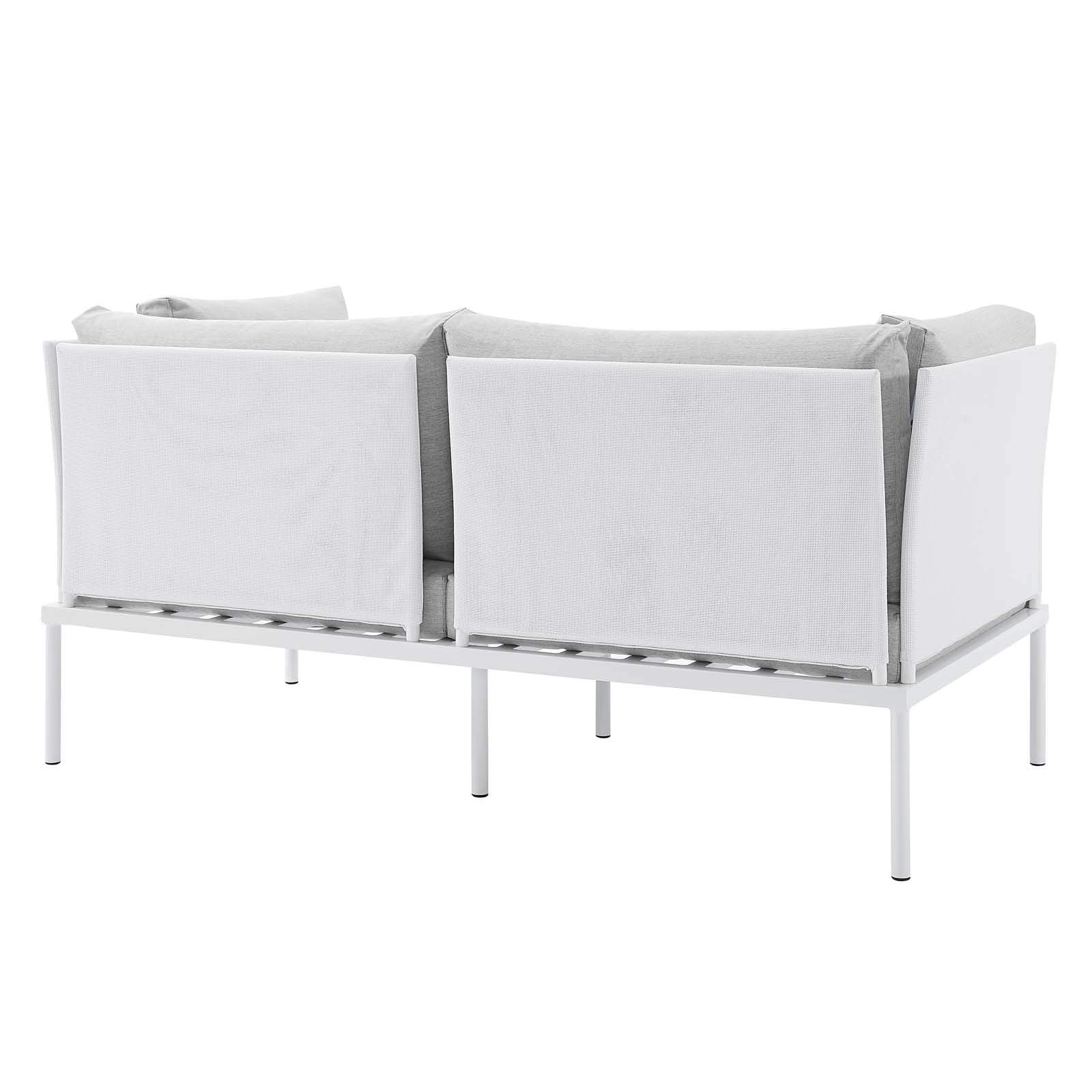 Modway EEI-4963-WHI-GRY Harmony Outdoor Patio Aluminum Loveseat, White Gray