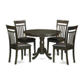 East West Furniture HLCA5-CAP-LC 5 Piece Dining Room Furniture Set Includes a Round Kitchen Table with Pedestal and 4 Faux Leather Upholstered Dining Chairs, 42x42 Inch, Cappuccino