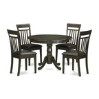 East West Furniture HLCA5-CAP-LC 5 Piece Dining Room Furniture Set Includes a Round Kitchen Table with Pedestal and 4 Faux Leather Upholstered Dining Chairs, 42x42 Inch, Cappuccino