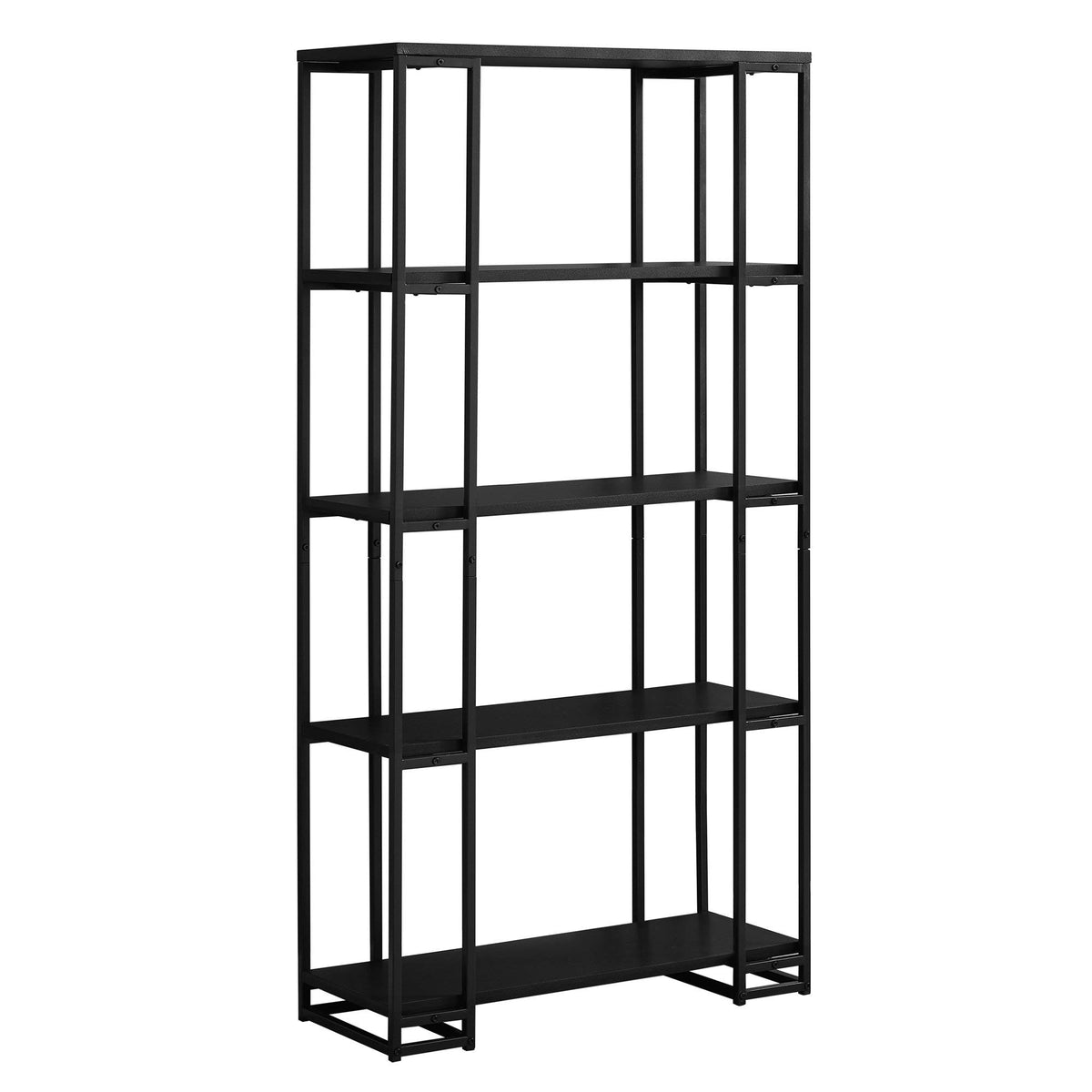 HomeRoots 62' MDF and Black Metal Bookcase