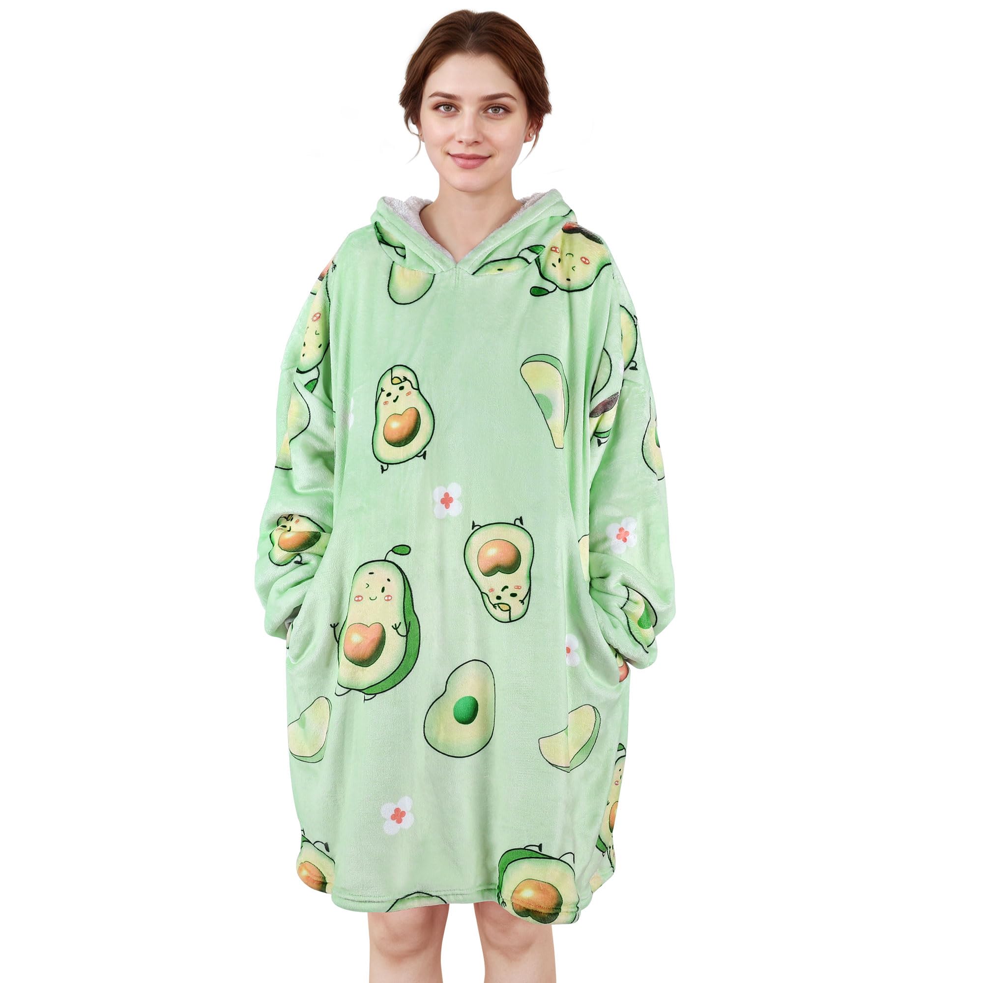 Letsfunny Blanket Hoodie,Oversized Wearable Sherpa Fleece Blanket Sweatshirt,Super Soft Warm Cozy With Giant Pocket,For Women Me