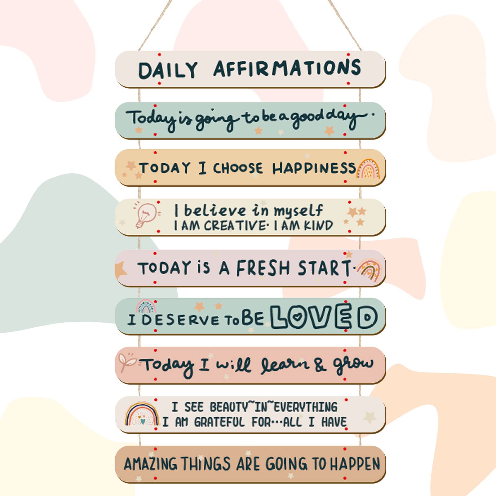 Gerrii Positive Affirmations Wall Decor Wooden Inspirational Wall Art Motivational Hanging Art Positive Self Love Quotes Mental 