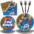 96 Pcs Rock Climbing Paper Plate and Napkins Supplies Tableware Disposable Climbing Camping Party Dinner Dessert Plates for Rock