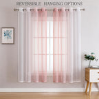 G2000 Sheer Curtains & Drapes 63 Inch Length Pink And White Ombre Curtains For Bedroom Living Room Window Curtains Light Filteri