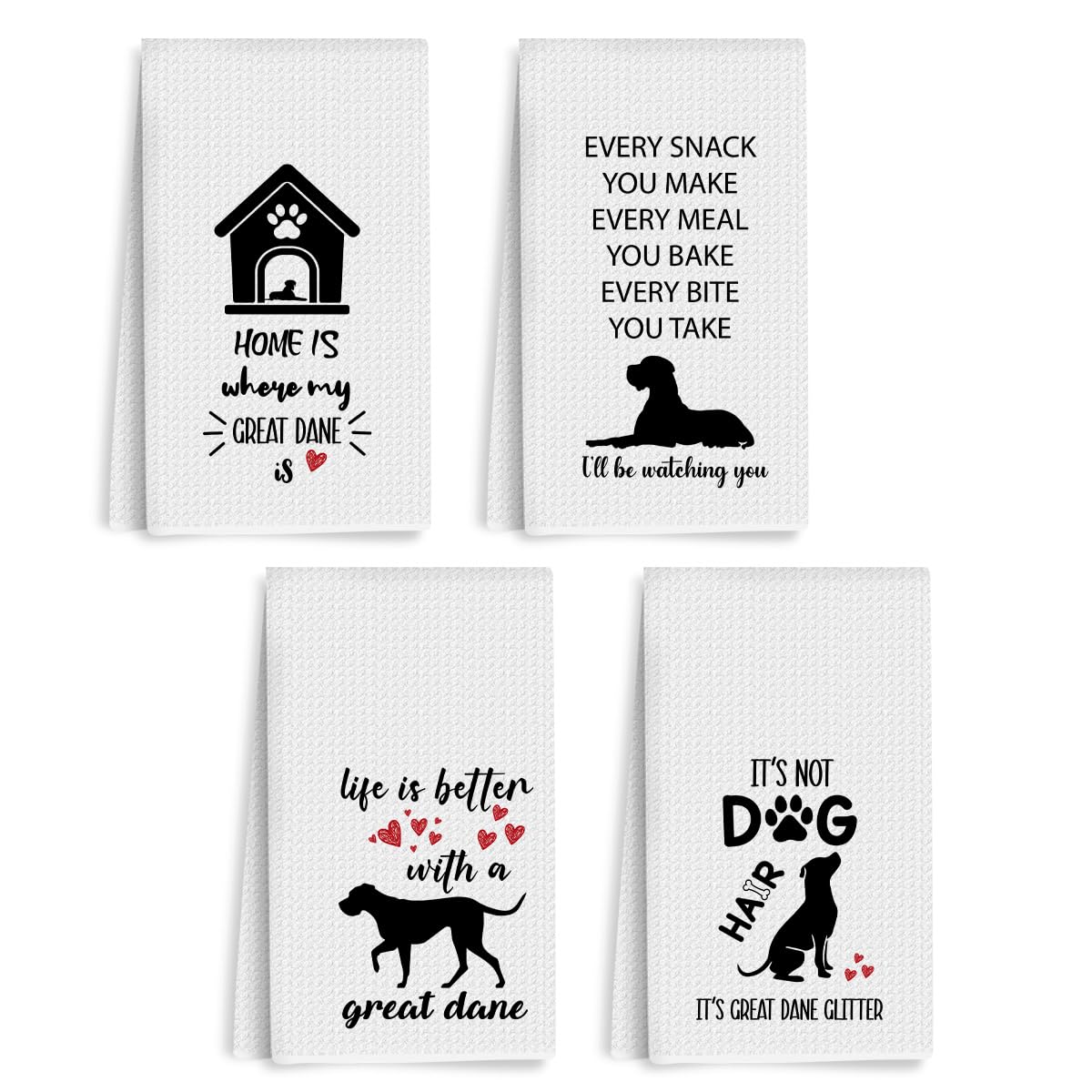 SDGKPBPTR 4PCS Great Dane Kitchen Towels, Dog Lover Gifts for Women & Mom
