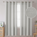 Bgment Natural Faux Linen Curtains For Bedroom, Grommet Thick Linen Semi Sheer Drapes Light Filtering Privacy Window Treatments Curtains For Living Room, Set Of 2 Panels, 52 X 72 Inch, Light Grey