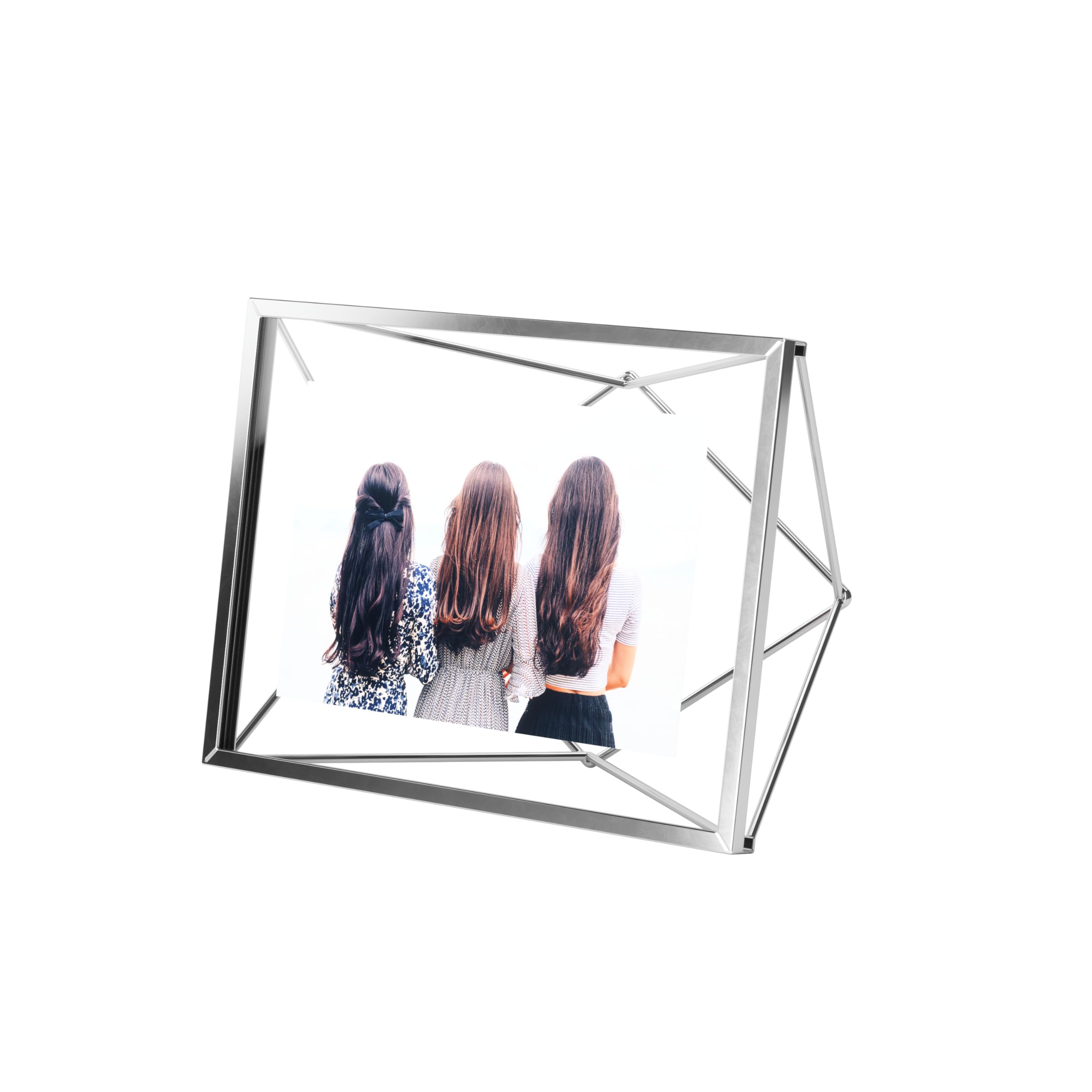 Umbra Prisma Picture Frame, 4x6 Metal Photo Display for Desk or Wall, 4 x 6, Chrome