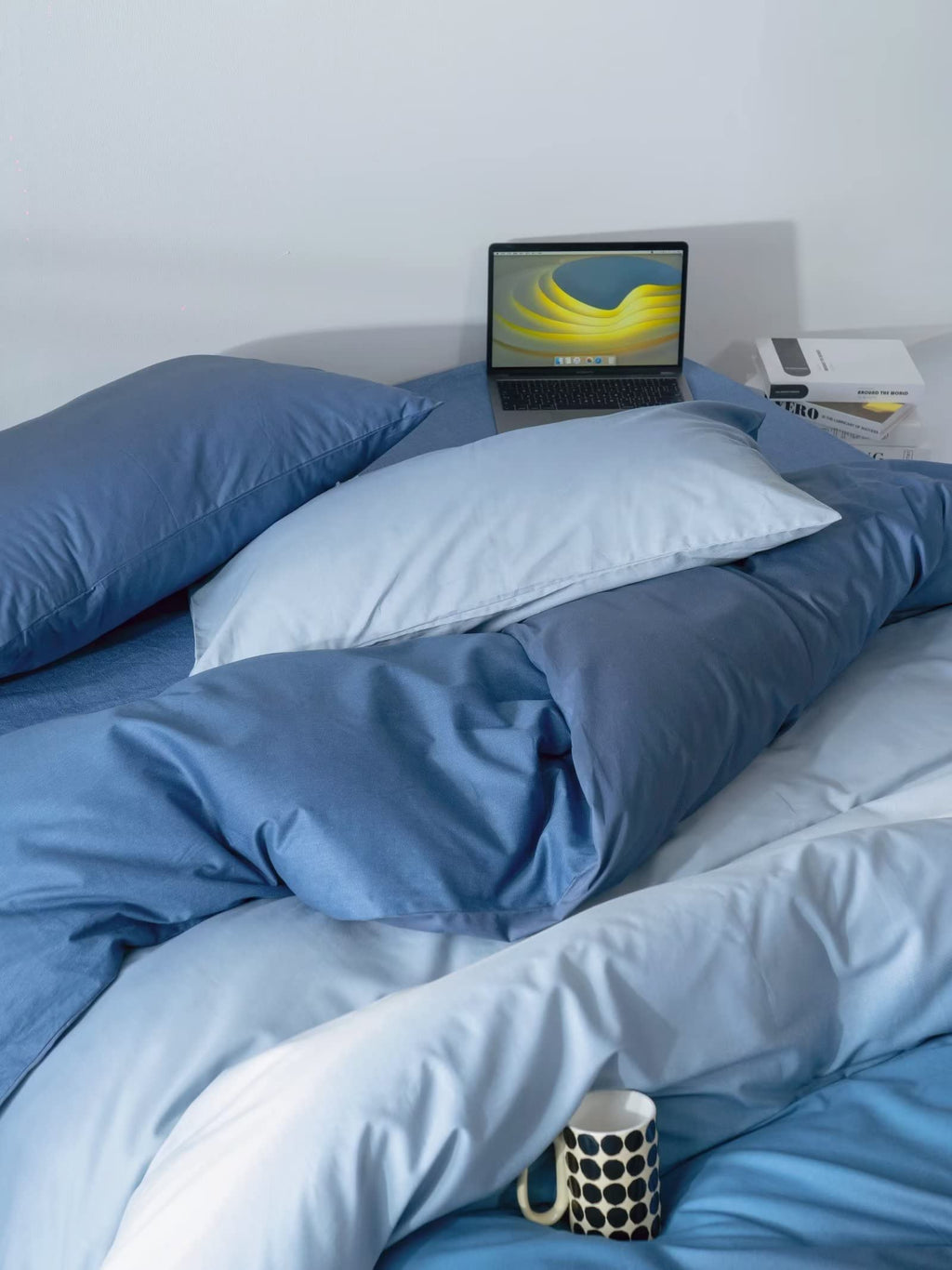 Karever Blue Gradient Comforter Set Cal King Gradient Blue Bedding Comforter Set Multicolor Light Blue Bedding Blanket Quilt Blu