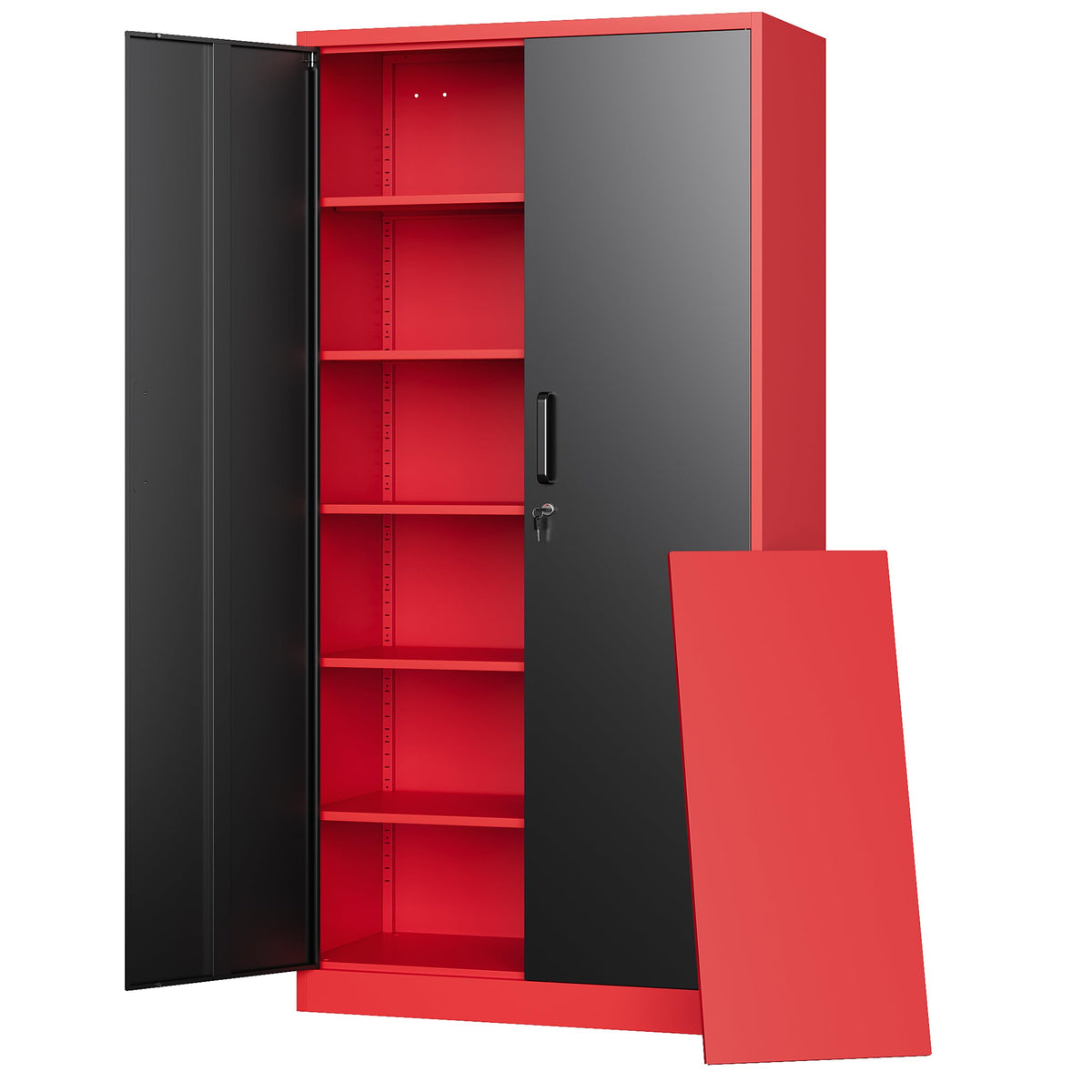 Letaya Metal Garage Storage Cabinets With Lock, 72' Tall Locker Organizer Steel Tool Cabinets,5 Adjustable Shelves 2 Doors For