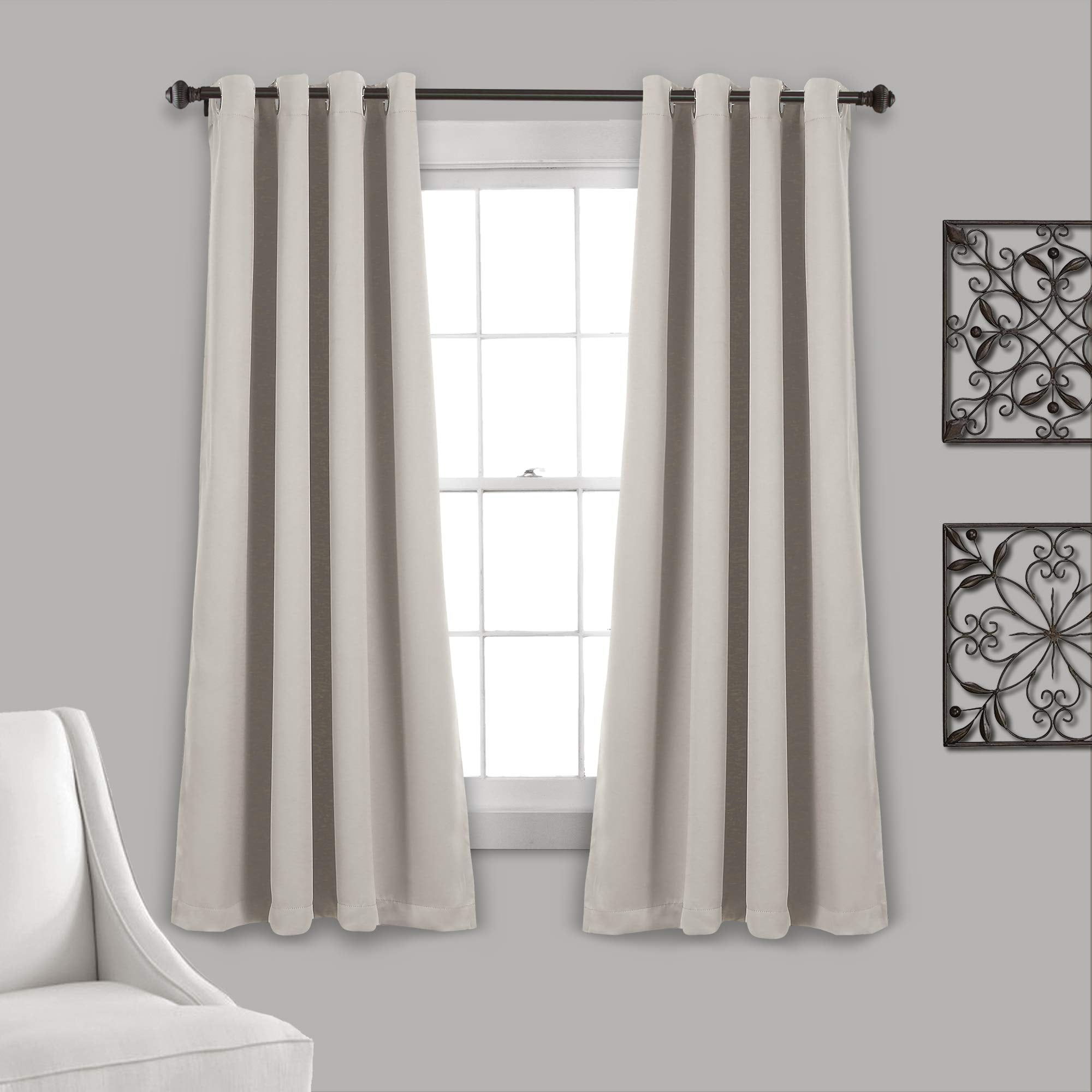 Lush Decor Insulated Grommet Blackout Window Curtain Panels, Pair, 52' W X 63' L, Wheat - Classic Modern Design - Chic Window