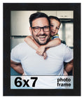 6x7 Frame Black Picture Frame - Complete Modern Photo Frame Includes UV Acrylic Shatter Guard Front, Acid Free Foam Backing Boar