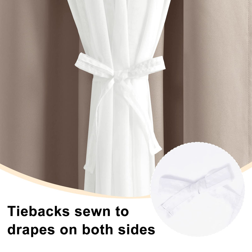 Hiasan Blackout Curtains With Sheer Overlay, Mix & Match Double Layer Thermal Insulated Privacy Grommet Window Curtains For Bedr