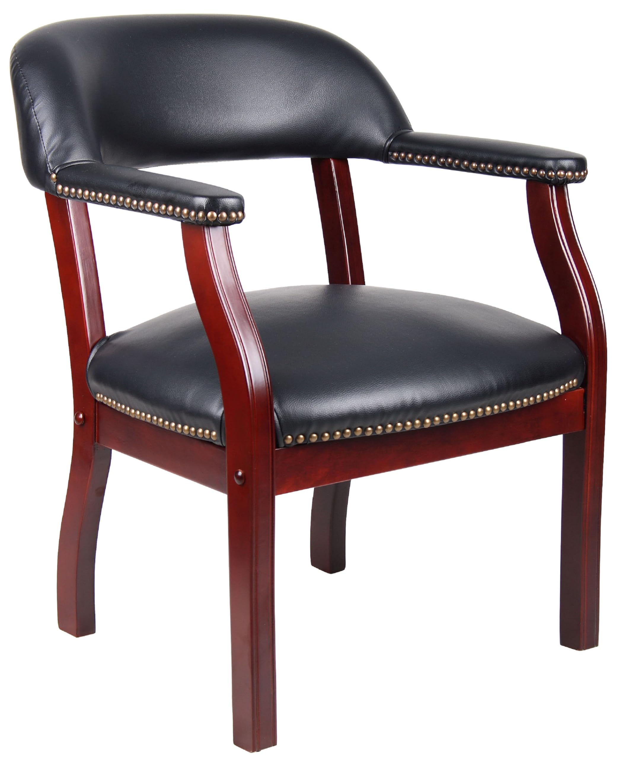 Boss Office Products Traditional Captain's Guest Arm Chair with Casters