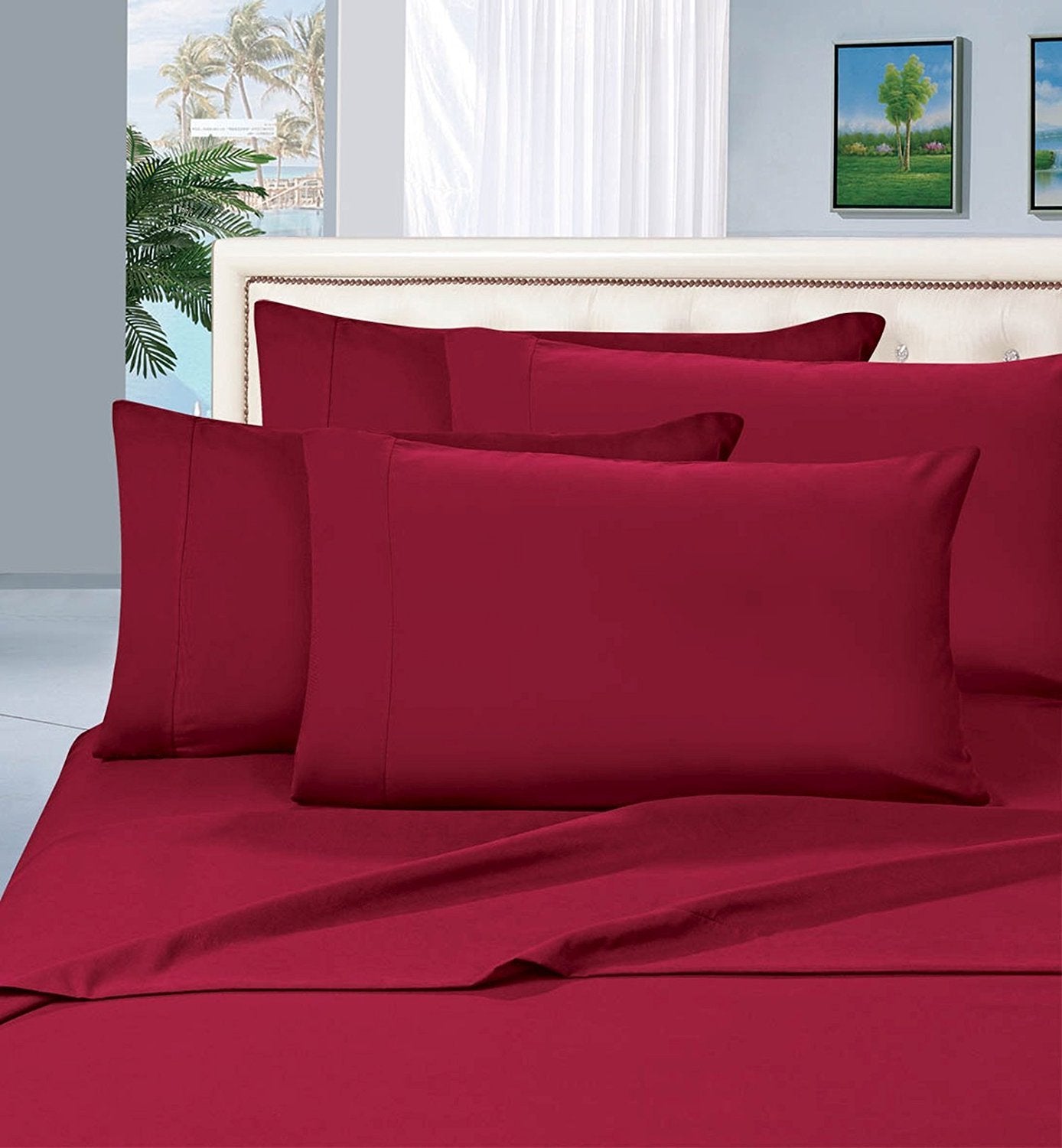 Elegance Linen 2Pc Pillow Cases 90 Gsm Microfiber - Available In Many Sizes And Many Colors,Full/Queen, Burgundy