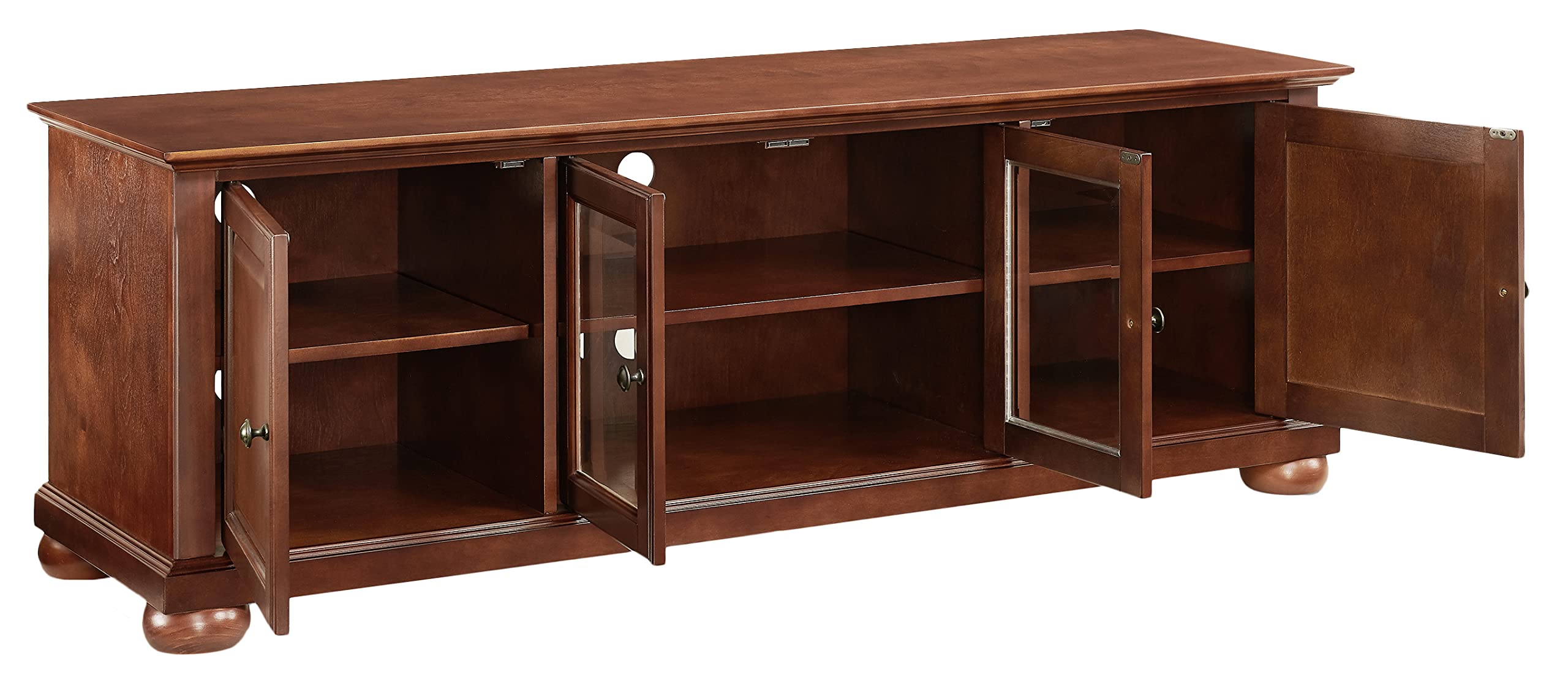 Crosley Furniture Alexandria Low Profile Tv Stand For 65+ Inch Tvs, Entertainment Center With Storage Shelves, Vintage Mahogany