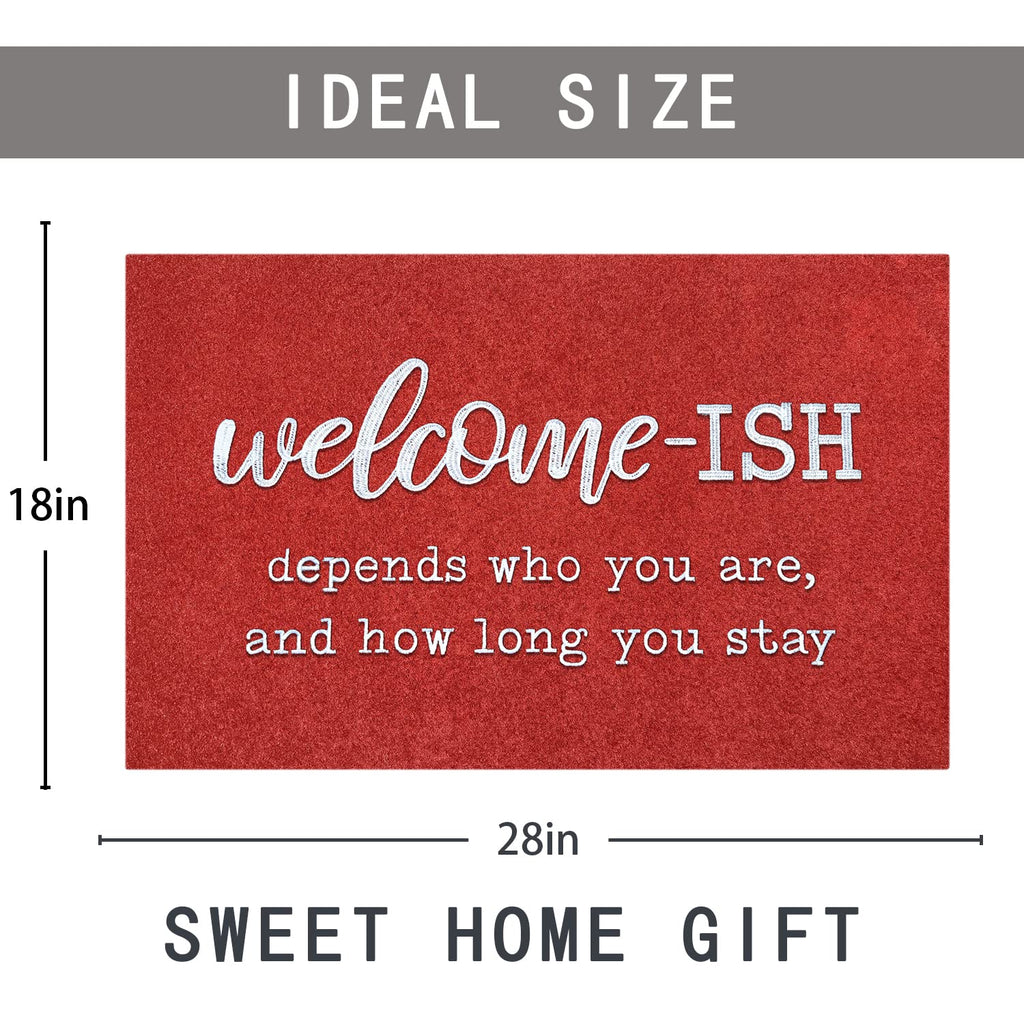 Jjuuyou Welcome Mats For Front Door Outdoor Entry Funny Welcome Ish Depends Who You Are Doormat Non Slip Rubber Mat For Home Ind